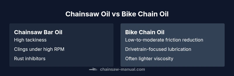 Chart comparing chainsaw bar oil and bike chain oil