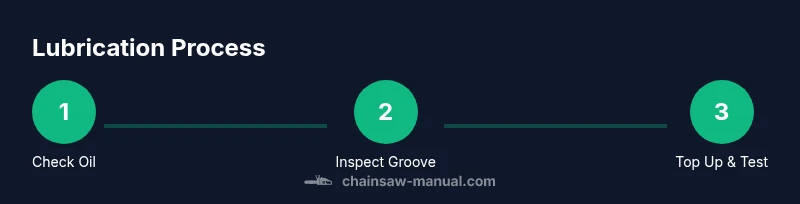 Process diagram for lubricating a chainsaw bar