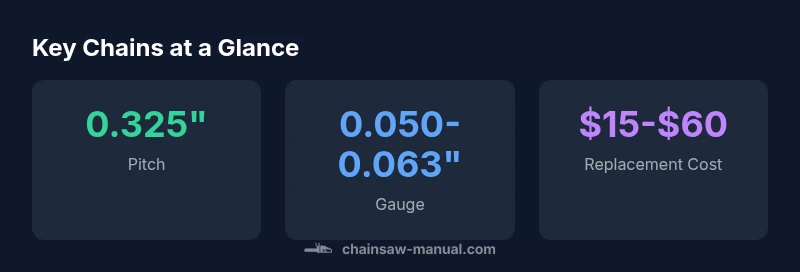 Infographic showing chain pitch, gauge, and cost