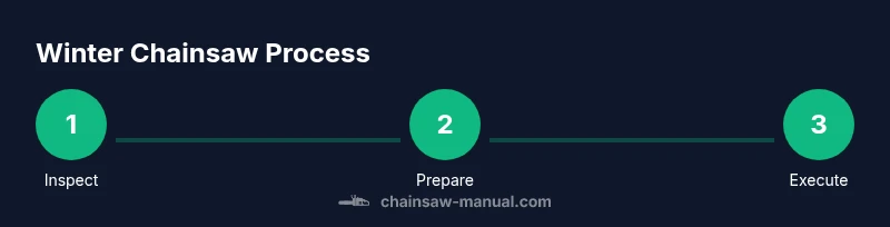 Infographic showing winter chainsaw safety steps