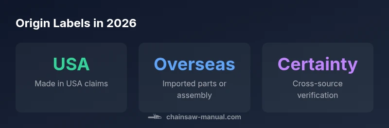 Infographic showing USA-made and overseas origin labels for Oregon chains