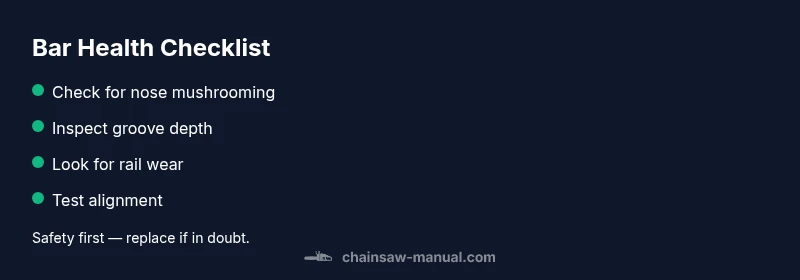 Checklist for assessing chainsaw bar health