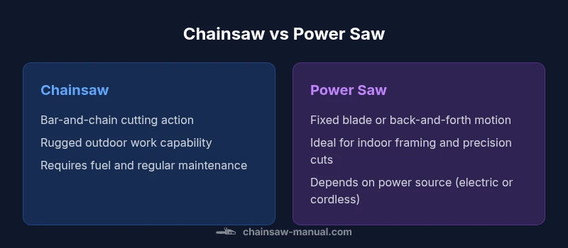 Side-by-side comparison of chainsaw and power saw