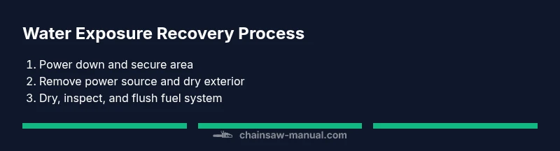 Tailwind infographic showing process of drying a chainsaw after water exposure