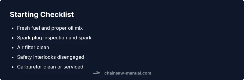 Checklist for starting a chainsaw safely