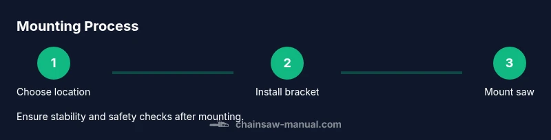 Process diagram for mounting a chainsaw on wall bracket