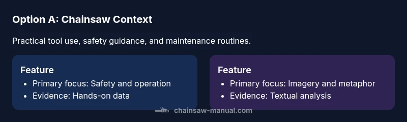 Infographic comparing chainsaw context and poem analysis