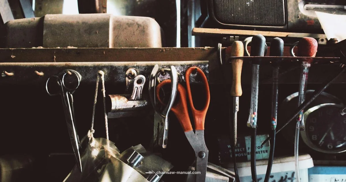 Sharpener on Workbench - Chainsaw Manual