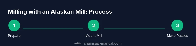 Process diagram of milling with an Alaskan mill