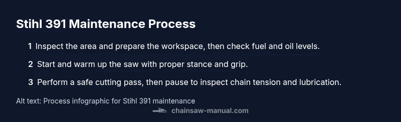 Infographic showing maintenance steps for Stihl 391