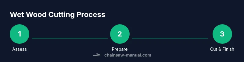 Process diagram for cutting wet wood with a chainsaw