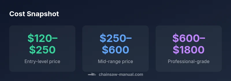 Infographic showing price ranges for entry-level, mid-range, and professional chainsaws