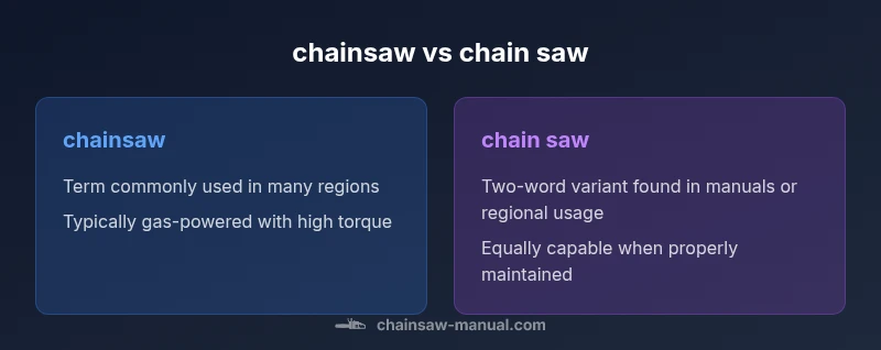 Comparison infographic of chainsaw vs chain saw
