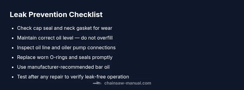 Checklist for diagnosing and preventing bar oil leaks on chainsaws