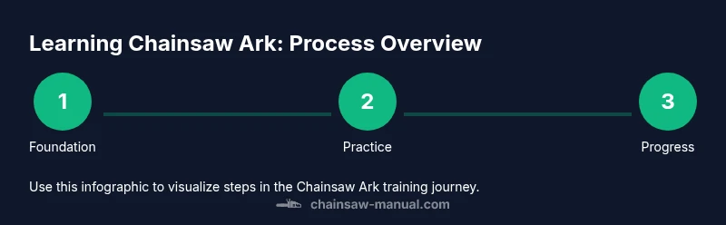 Tailwind CSS infographic showing three-step learning journey for Chainsaw Ark.