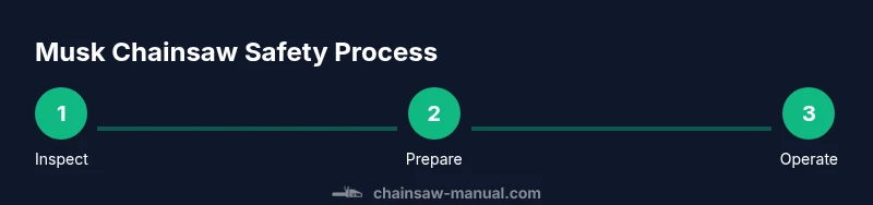 Step-by-step Musk Chainsaw safety and setup infographic