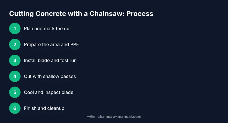 Process diagram for cutting concrete with a chainsaw