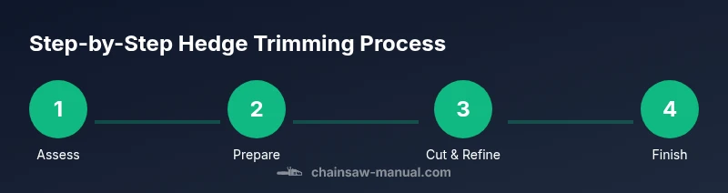 Process for hedge trimming with a chainsaw