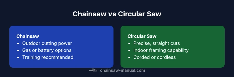 Comparison chart showing Chainsaw vs Circular Saw capabilities