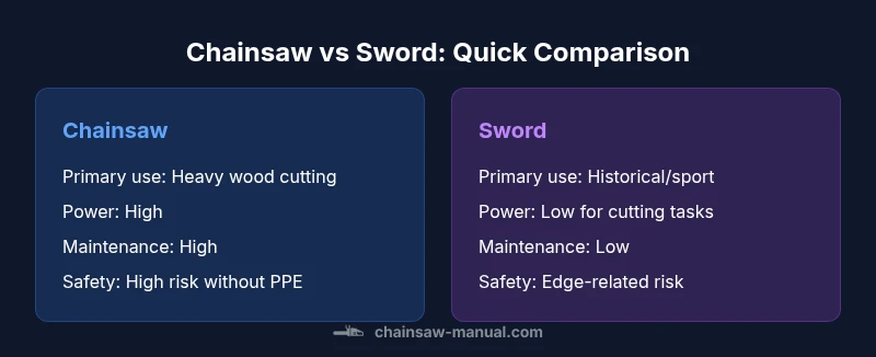 Infographic comparing chainsaw and sword features