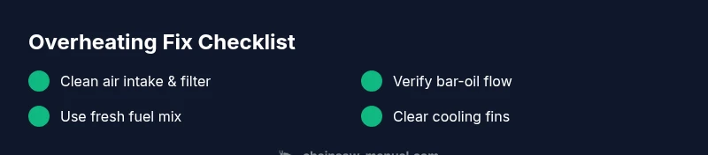 Checklist infographic for troubleshooting Husqvarna chainsaw overheating