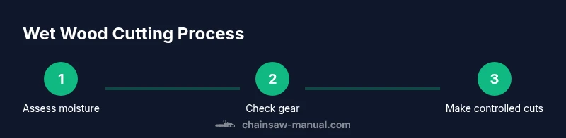 Process diagram for safe wet wood cutting steps