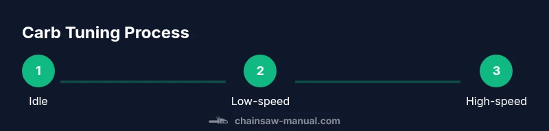 Tailwind-styled infographic showing idle, low-speed, high-speed tuning steps
