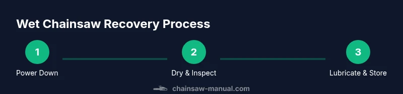 Tailwind process diagram for drying and inspecting a wet chainsaw